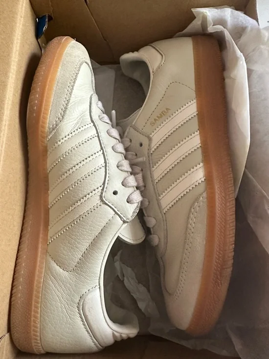 Adidas Samba OG Aluminum Gum Women’s Size 7 – Cream Leather, Gum Sole - Picture 11 of 12